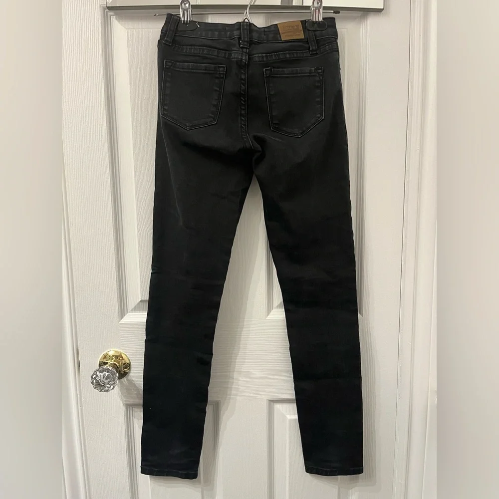 Black Vintage Havana Jeans with Leather Knee Patches - Picture 3 of 5